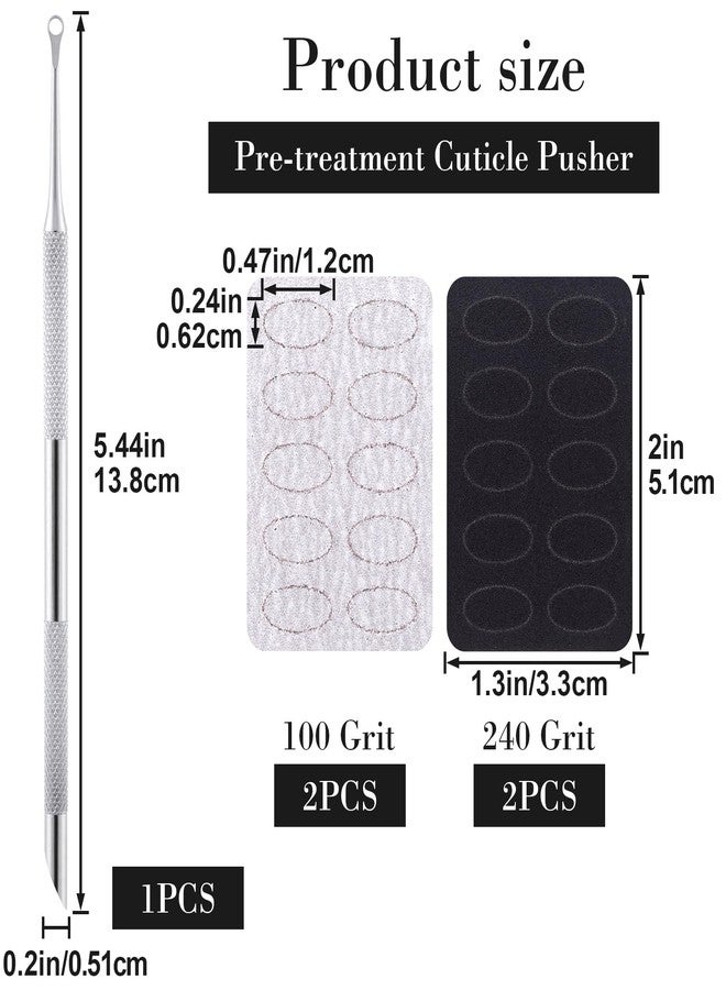 SmallCat 1 Pcs Cuticle Pusher Tool with 100#/240# Grit Nail Files, Metal Cuticle Tools, Stainless Steel Round Manicure Tools for Manicure Pedicure Nail Art, Salon, Home Use - Image 2